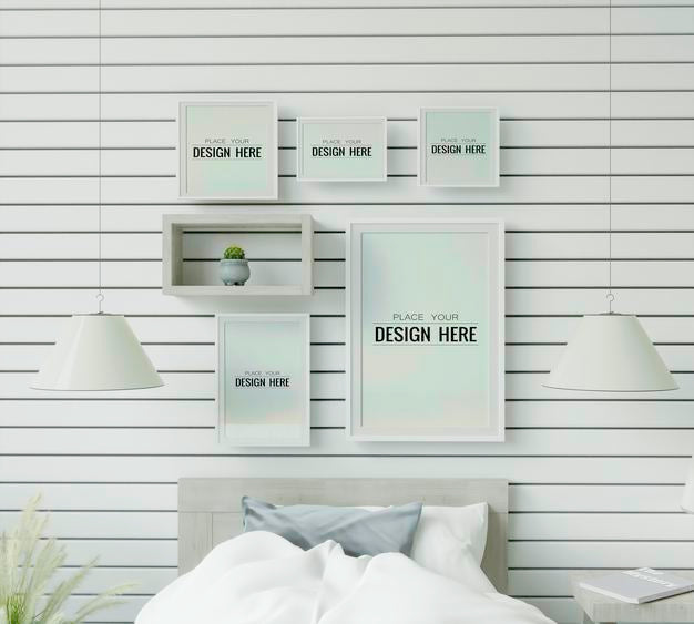 Poster Frame Mockup Interior In A Bedroom Psd