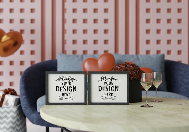 Poster Frame Mockup Interior In A Bedroom Psd