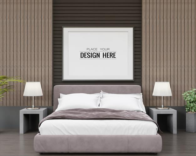 Poster Frame Mockup Interior In A Bedroom Psd