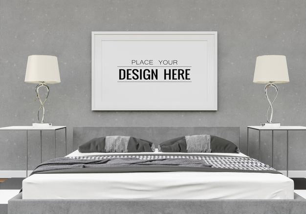 Poster Frame Mockup Interior In A Bedroom Psd
