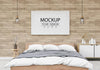 Poster Frame Mockup Interior In A Bedroom Psd