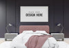 Poster Frame Mockup Interior In A Bedroom Psd