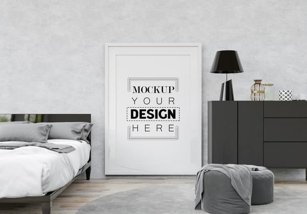 Poster Frame Mockup Interior In A Bedroom Psd