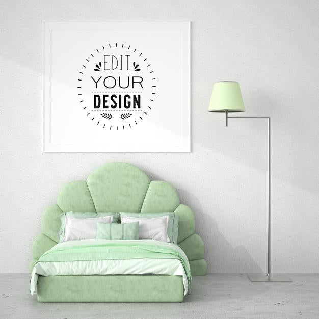 Poster Frame Mockup Interior In A Bedroom Psd