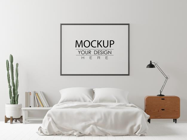 Poster Frame Mockup Interior In A Bedroom Psd
