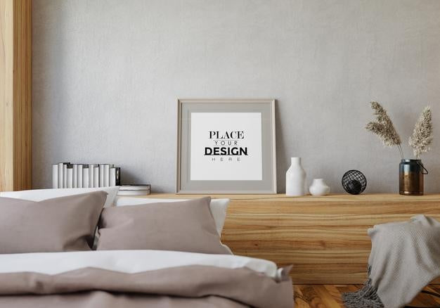 Poster Frame Mockup Interior In A Bedroom Psd