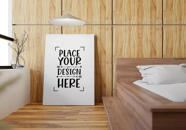 Poster Frame Mockup Interior In A Bedroom Psd