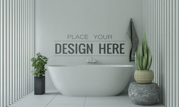 Poster Frame Mockup On Bathroom Interior Psd