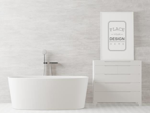 Poster Frame Mockup On Bathroom Interior Psd