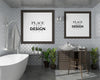 Poster Frame Mockup On Bathroom Interior Psd