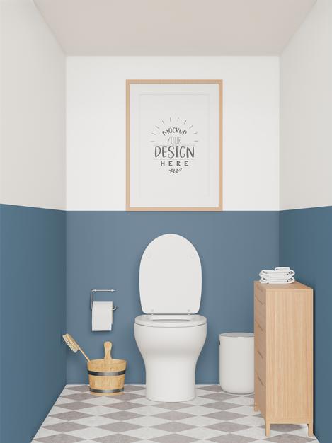 Poster Frame Mockup On Bathroom Interior Psd