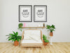 Poster Frame Mockup On The Wall With Plant Psd