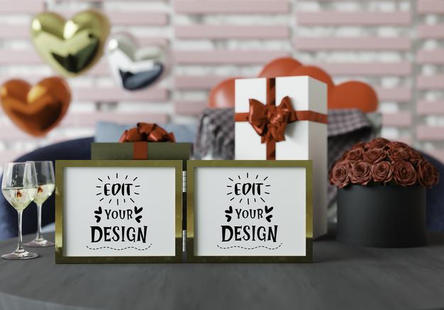 Poster Frame Mockup On The Wall With Plant Psd