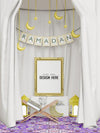 Poster Frame Mockup With Interior Ramadan Decoration Living Room Psd
