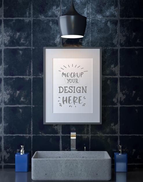 Poster Frame On Bathroom Interior Psd