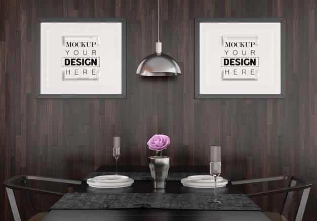 Poster Frames In Dining Room Psd