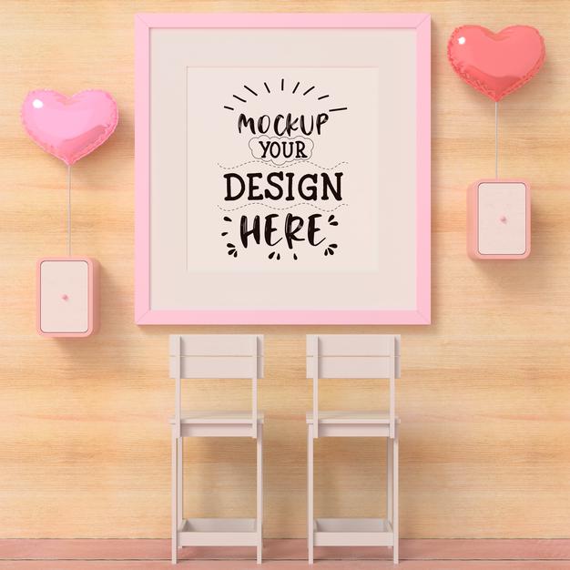 Poster Frames In Living Room Mockup Psd