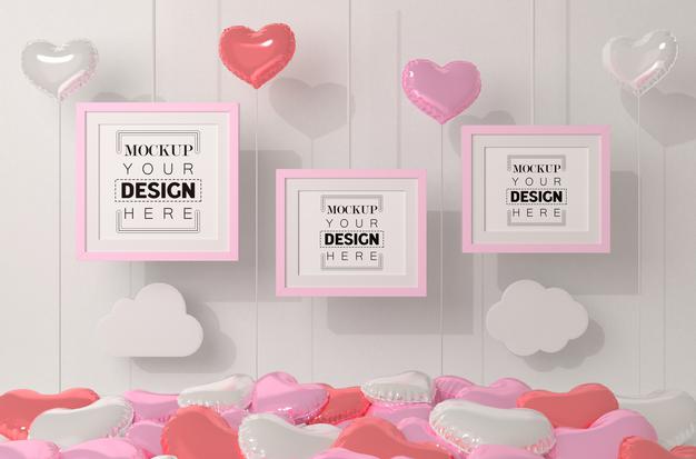 Poster Frames In Living Room Mockup Psd