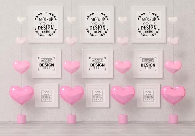 Poster Frames In Living Room Mockup Psd