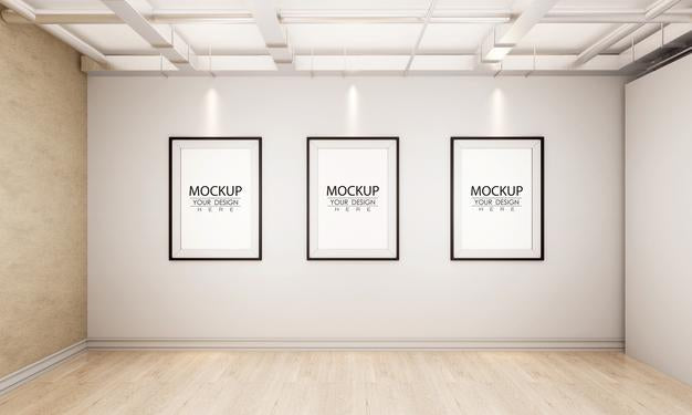 Poster Frames In Living Room Mockup Psd