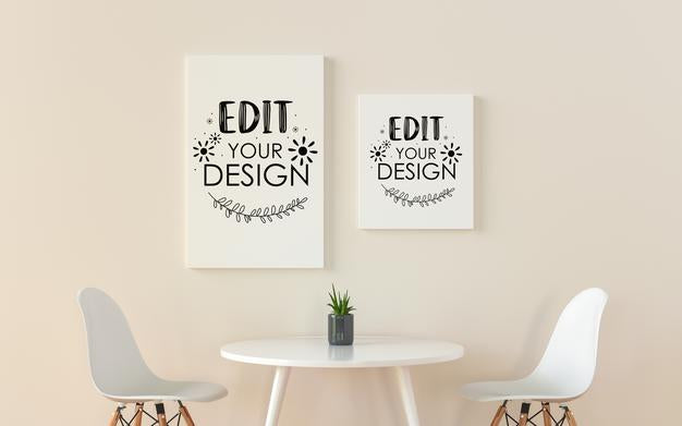 Poster Frames In Living Room Mockup Psd