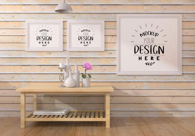 Poster Frames In Living Room Psd