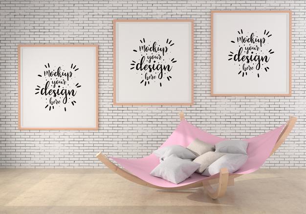 Poster Frames In Living Room Psd