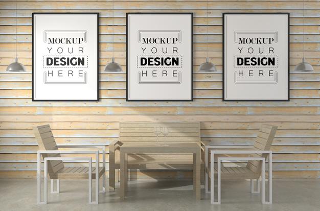 Poster Frames In Living Room Psd