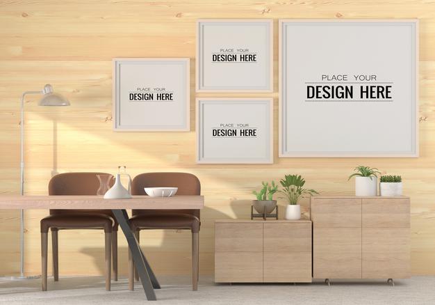 Poster Frames In Living Room Psd