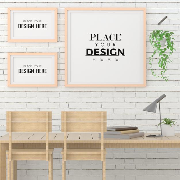 Poster Frames In Living Room Psd