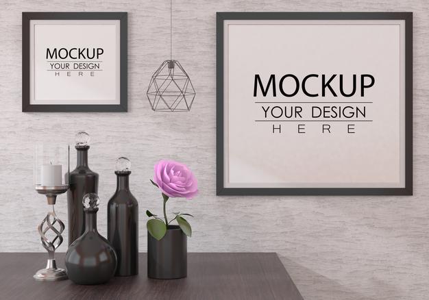 Poster Frames In Living Room Psd