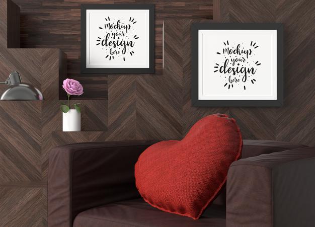Poster Frames In Living Room Psd