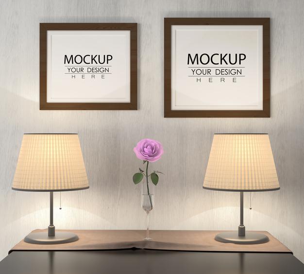 Poster Frames In Living Room Psd