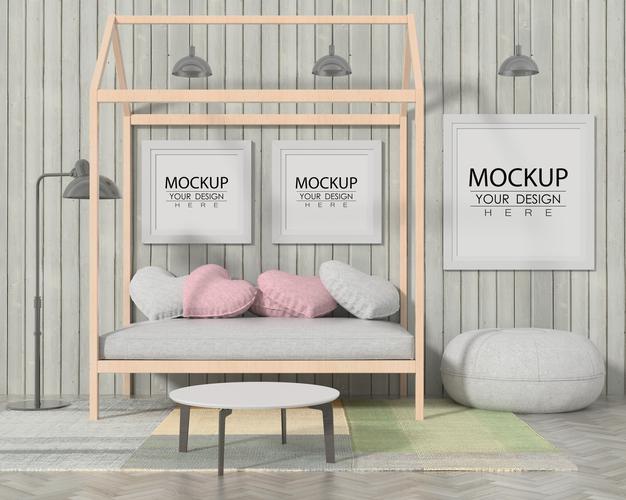 Poster Frames In Living Room Psd