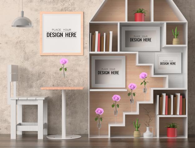 Poster Frames In Living Room Psd