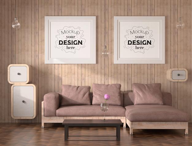 Poster Frames In Living Room Psd