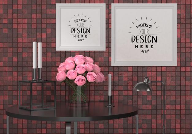 Poster Frames In Living Room Psd