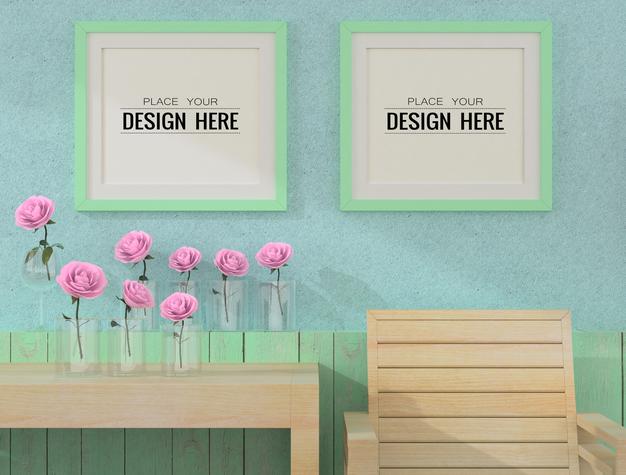 Poster Frames In Living Room Psd