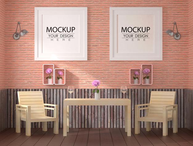 Poster Frames In Living Room Psd