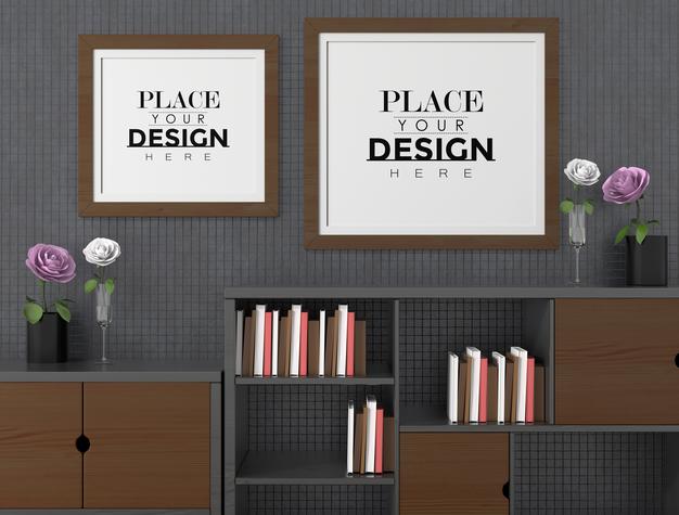 Poster Frames In Living Room Psd