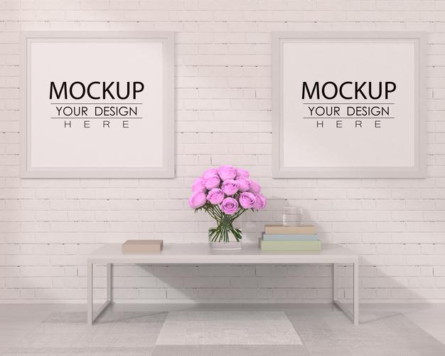Poster Frames In Living Room Psd