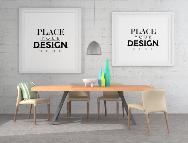 Poster Frames In Living Room Psd