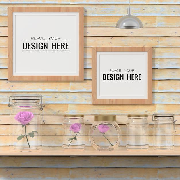 Poster Frames In Living Room Psd