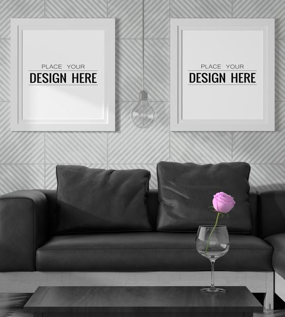 Poster Frames In Living Room Psd