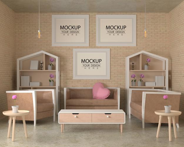 Poster Frames In Living Room Psd