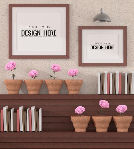 Poster Frames In Living Room Psd
