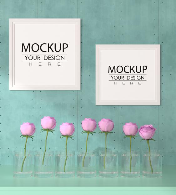 Poster Frames In Living Room Psd