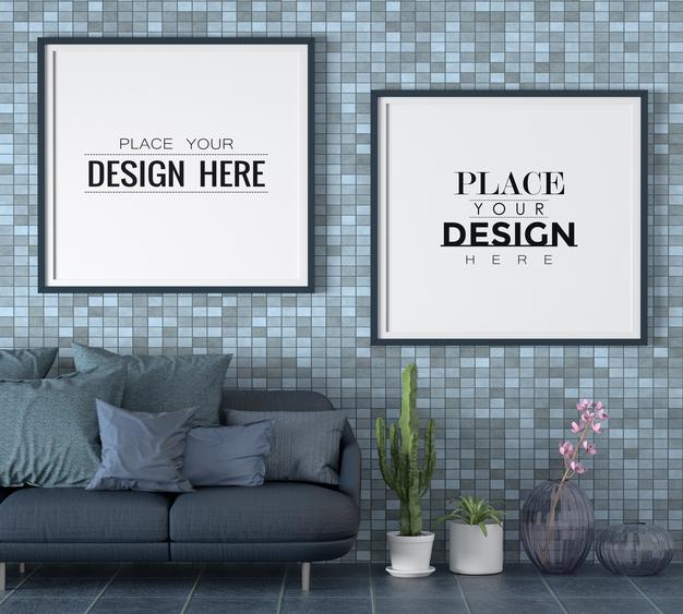 Poster Frames In Living Room Psd