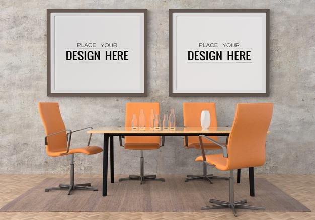 Poster Frames In Office Psd