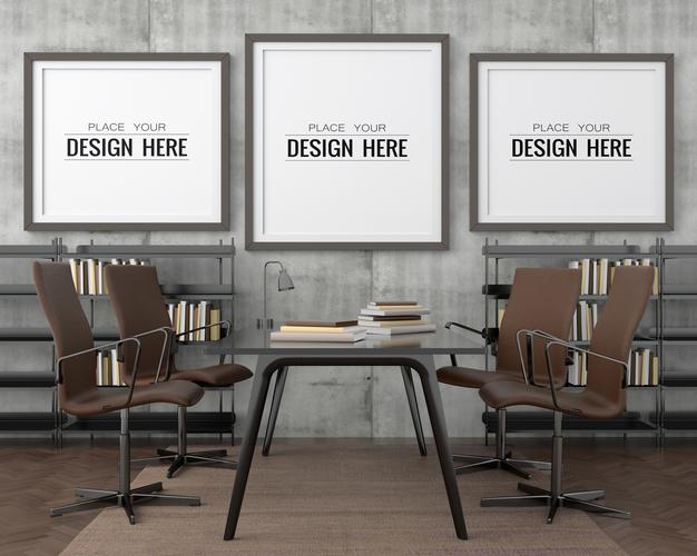 Poster Frames In Office Psd